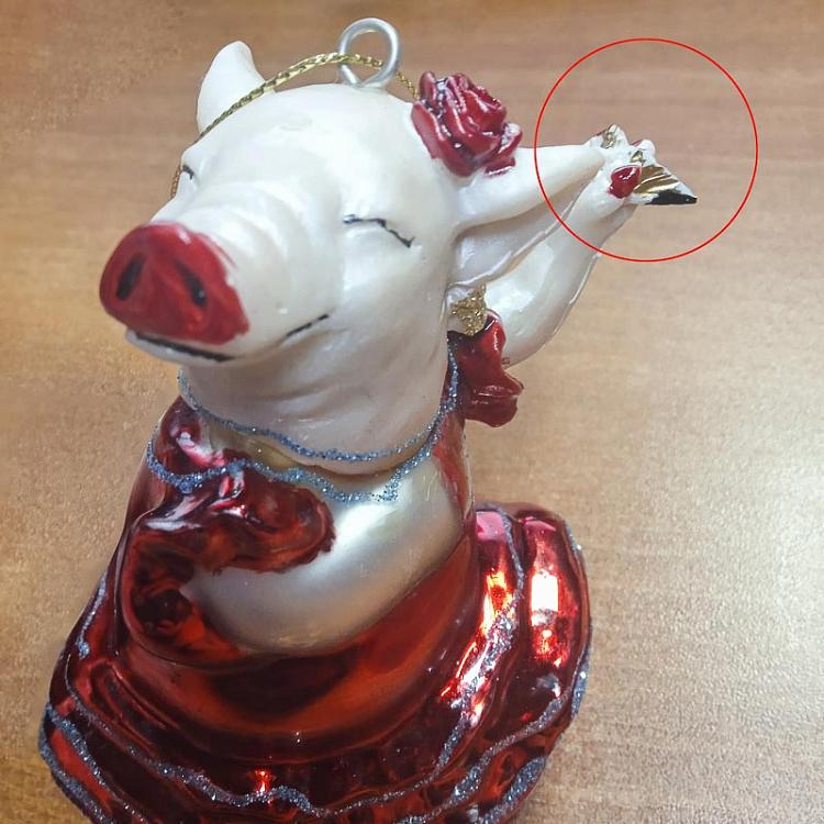 Ёлочная игрушка Танцующая свинья дисконт Glass Hanger Dancing Pig 10 cm discount