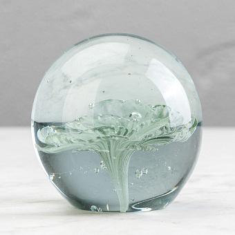 Glass Paperweight Green Flower