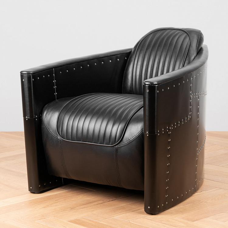 Кресло Авиатор Томкэт, чёрная металлическая отделка Aviator Tomcat Chair, Black Spitfire