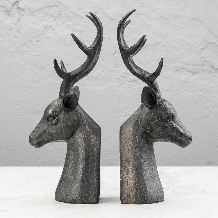 Набор из двух держателей для книг Олени  Bookend Deer Heads Big Antlers