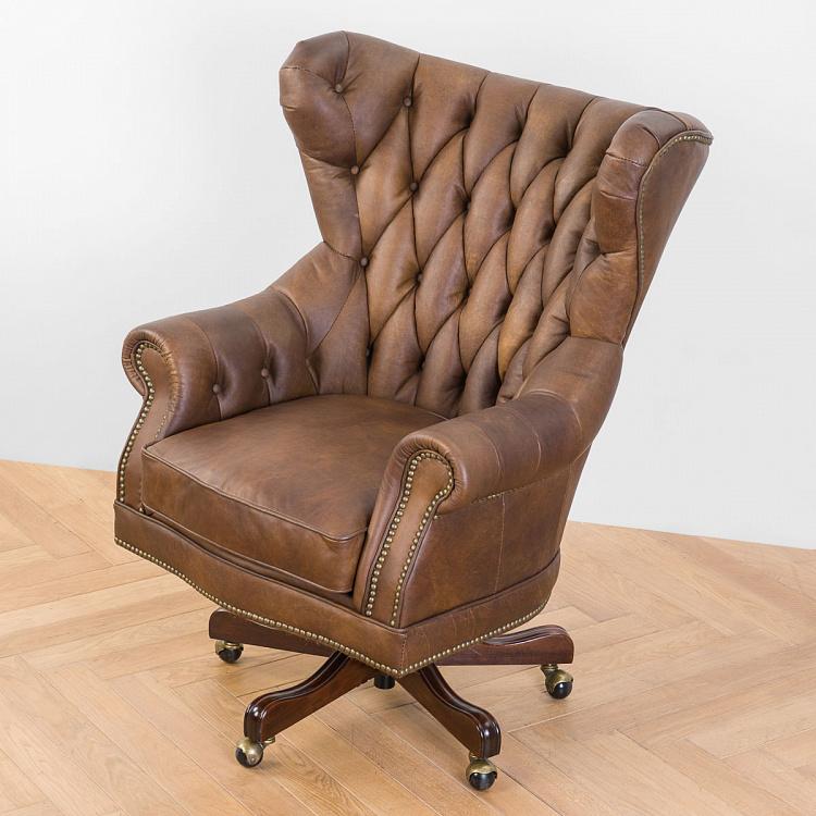 Рабочее кресло Канцлер, красно-коричневое дерево Chancellor Armchair, Red Brown Wood D