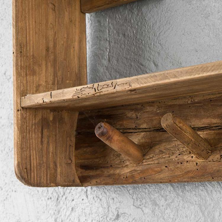 Шестиместная деревянная настенная вешалка Wooden Shelf 6 Hooks