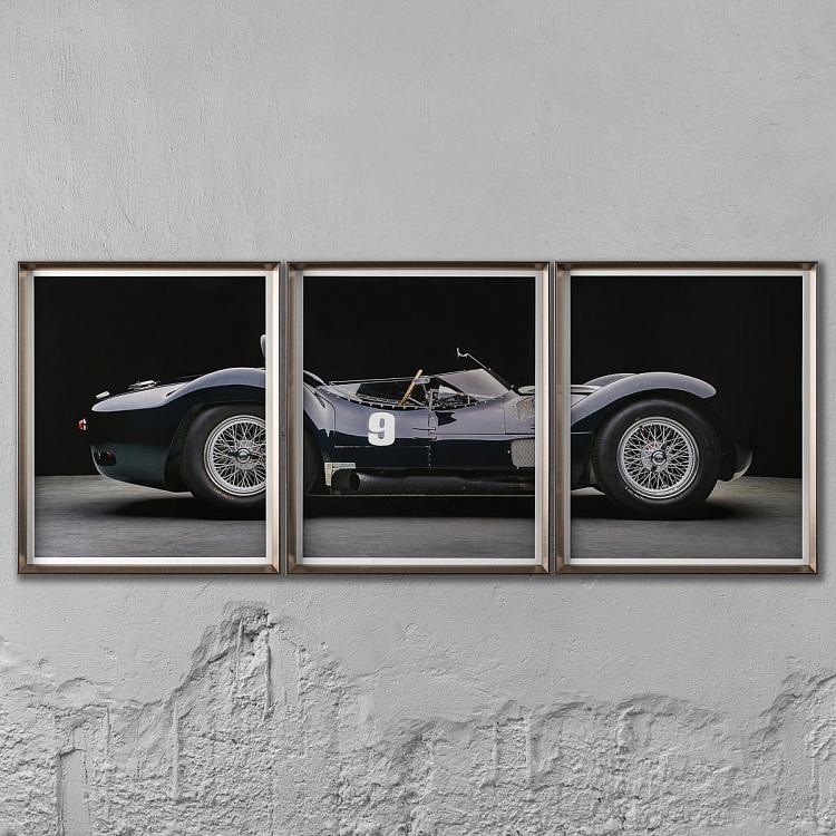 Модульный фото-принт в деревянной раме Мазерати Бёрдкейдж Set Of 3 Maserati Birdcage, Pewter Frame