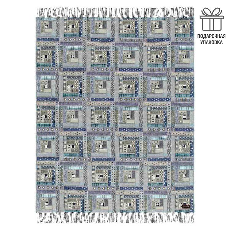 Разноцветный шерстяной плед Балтимора в сине-зелёных тонах, 130x180 см Baltimora Plaid Green 130x180 cm