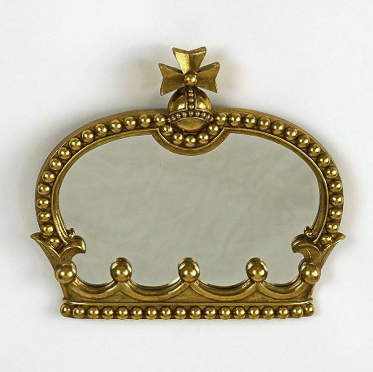 Настенное украшение с зеркалом Золотая корона 2 Crown Wall Object With Mirror Gold 2