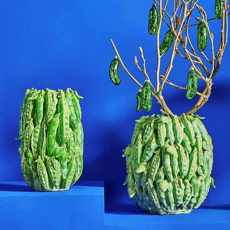 Зелёная узкая ваза Стручки гороха Peapod Green Vase Thin