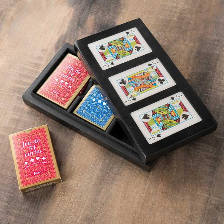 Шкатулка с тремя колодами карт Card Box For 3 Games