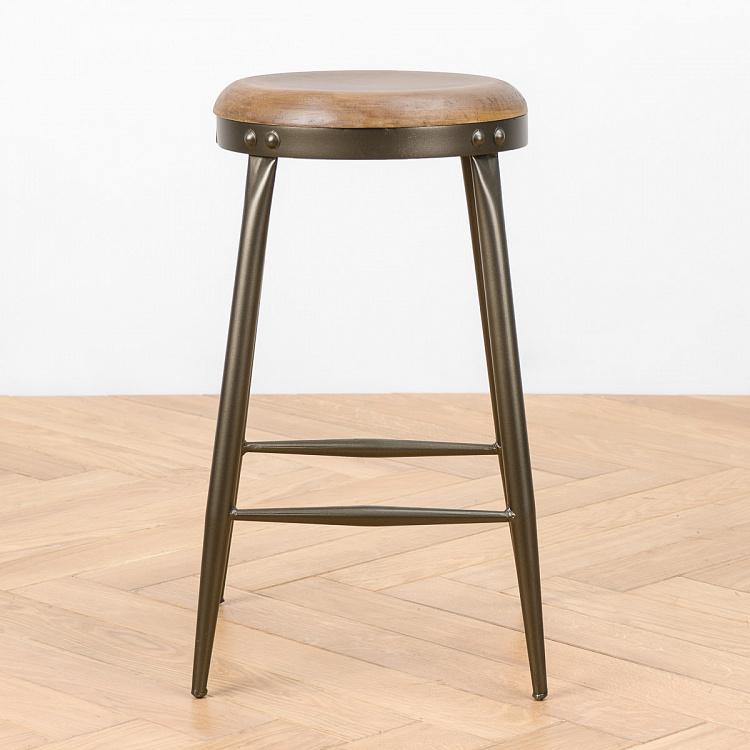 Табурет с деревянным сиденьем Stool Wooden And Metal