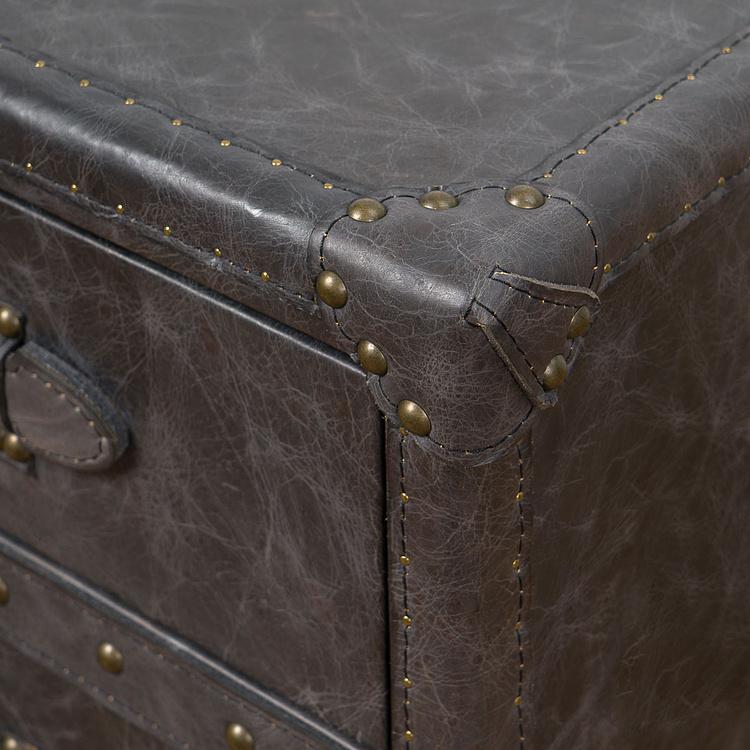Тумба-сундук Navigator Side Table D натуральная кожа Antique Ebony - ракурс 7