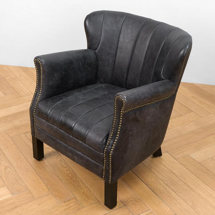 Кресло Поль с отделкой полосами, чёрные ножки Paul Armchair With Stripes, Black Wood D