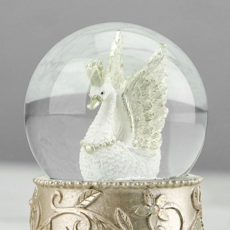 Новогодняя фигурка Снежный шар с лебедем Glass Royal Swan Snow Globe Champagne 6,5 cm