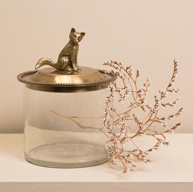 Ёмкость для хранения с лисичкой на крышке Glass Box With Brass Fox Lid