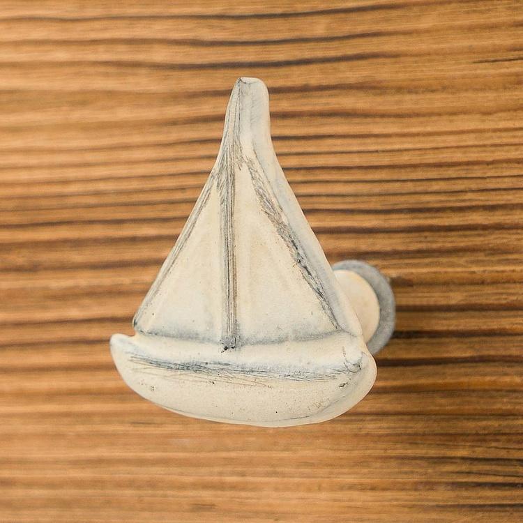 Мебельная ручка Парусник белый Sailboat Knob White