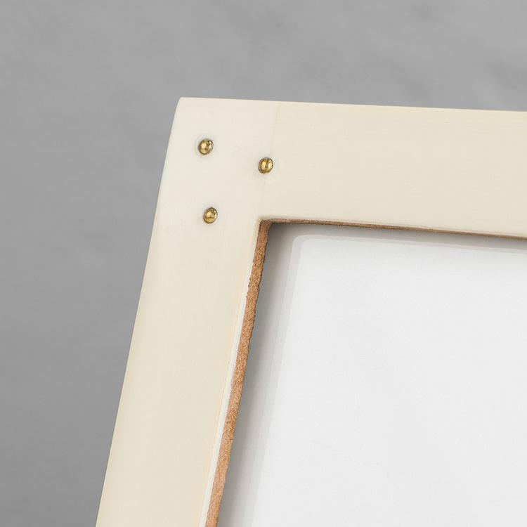 Рамка для фото с золотистыми пусетами, L White Photo Frame With Stud Large