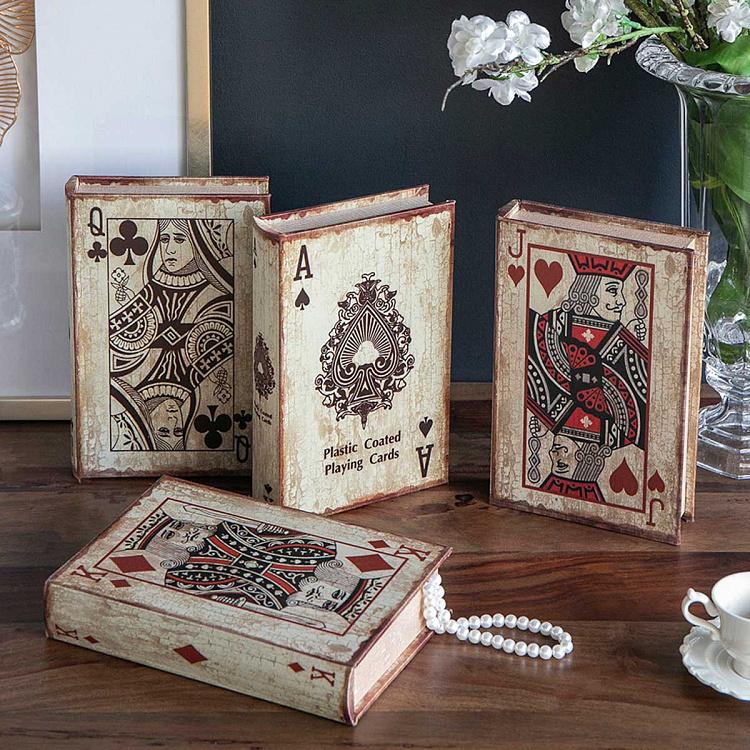 Set Of 4 Book Boxes Ace Playing Cards