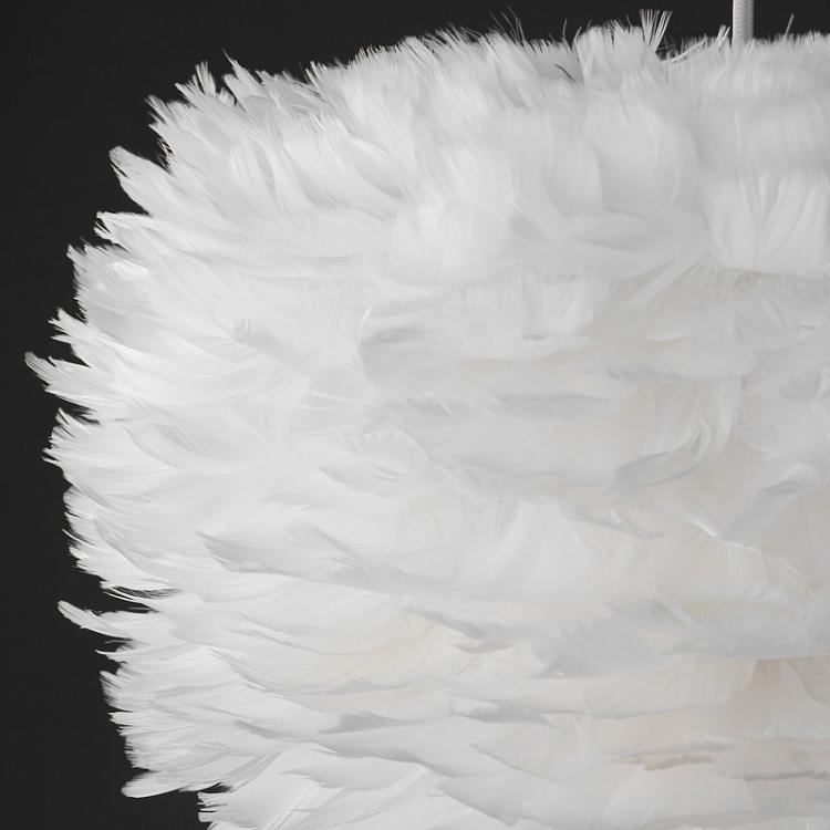 Подвесной светильник Эос Эвиа, белые перья, белый провод, M Eos Evia Hanging Lamp White Feathers White Cord Medium