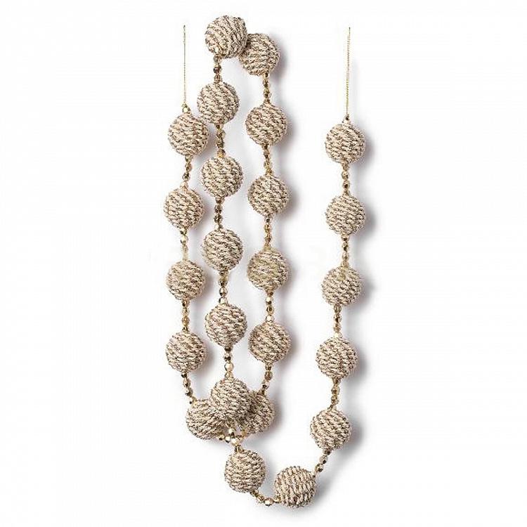 Гирлянда Золотистая из текстильных шаров Garland With Textile Balls Gold 182 cm