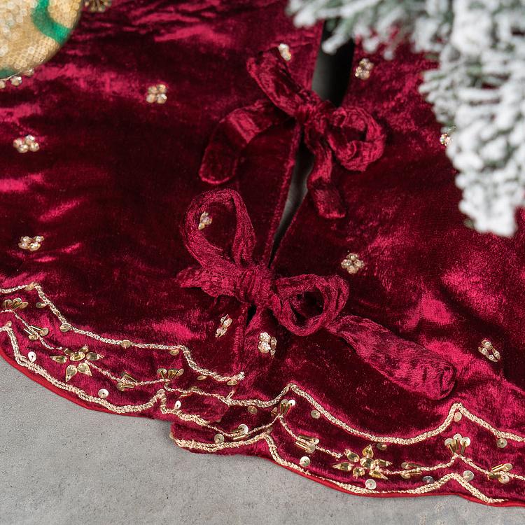 Бордовый коврик-юбка под ёлку большой Christmas Tree Skirt Burgundy 120&nbsp;cm