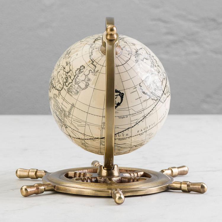 Винтажный глобус на штурвале-подставке Vintage Globe On Sailor Wheel