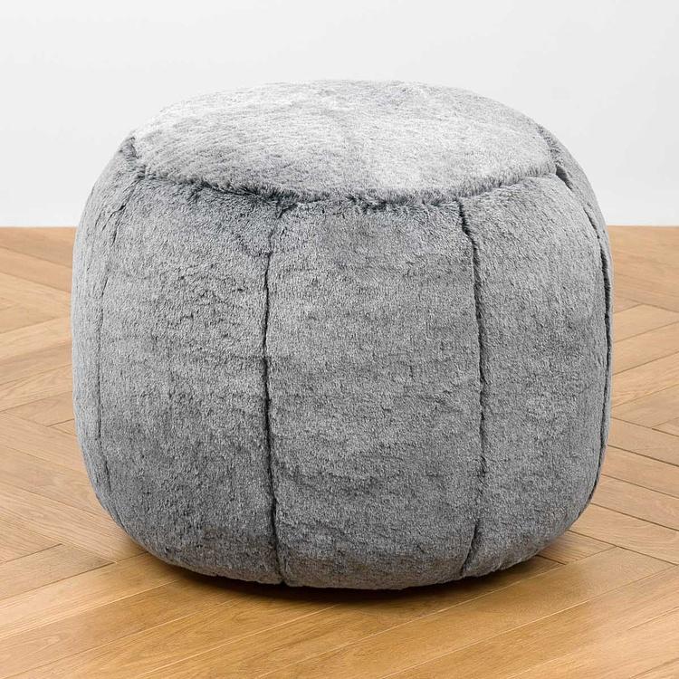 Пуфик Alaska Round Pouf Small искусственный мех Grizzly Grey