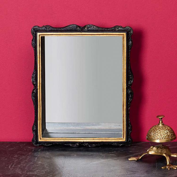 Настенное зеркало с чёрной рамой-полкой Mirror With Black Shelf Box