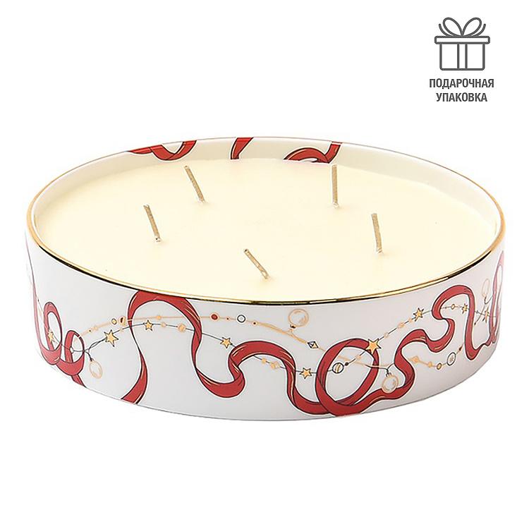 Аромасвеча Новогодняя с красной лентой, L New Year Pine Candle Large
