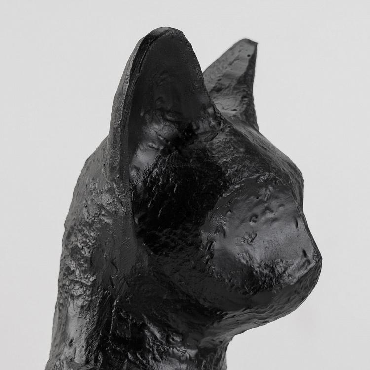 Статуэтка Чёрный кот сидящий Cat Figurine Shiny Black Patina