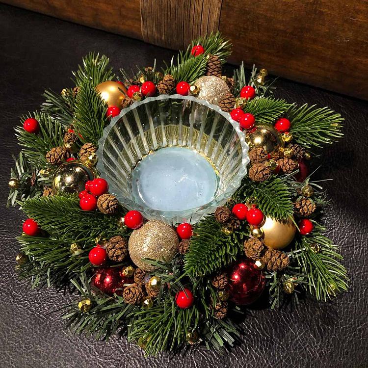 Новогодний подсвечник в венке New Year Candle Holder Wreath