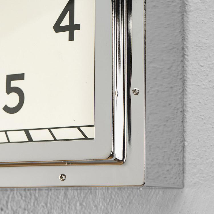 Хромированные квадратные настенные часы Смитс Chrome Square Smiths Wall Clock