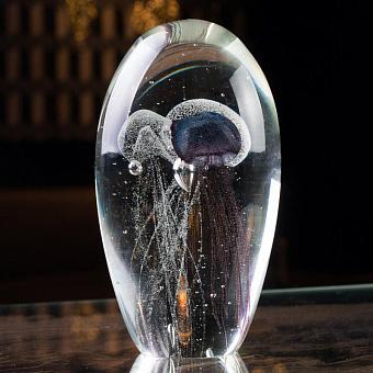 Glass Paperweight With 3 Jellyfish