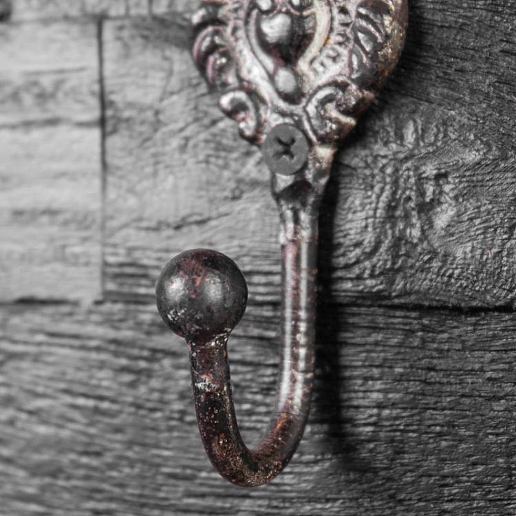 Однорожковый крючок Барокко из состаренного железа, XS Mini Hook Baroque Iron Antic