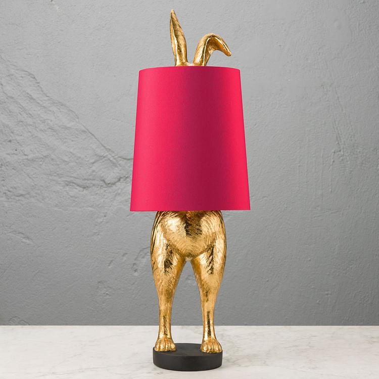 Настольная лампа Робкий кролик с розовым абажуром, M Table Lamp Hiding Bunny Gold Pink