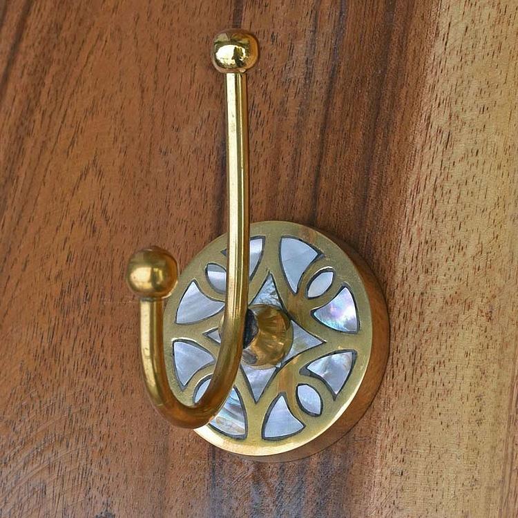 Двухрожковый крючок Люкс с жемчужной инкрустацией узором Luxe Brass Pearl Inlay Hook