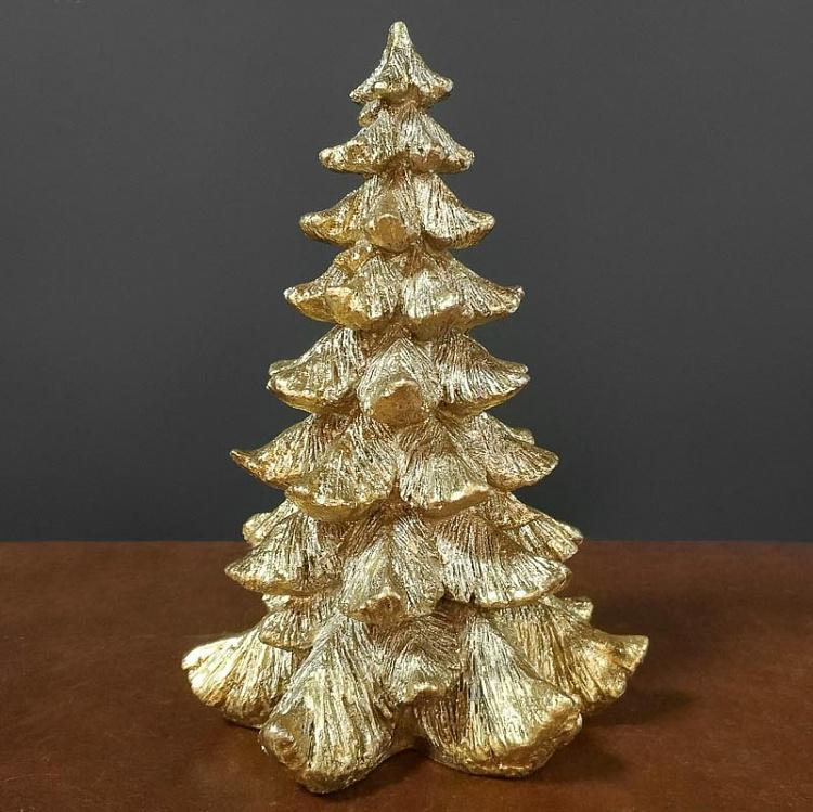 Новогодняя фигурка Золотая ёлка дисконт1 Christmas Tree Gold 21 cm discount1