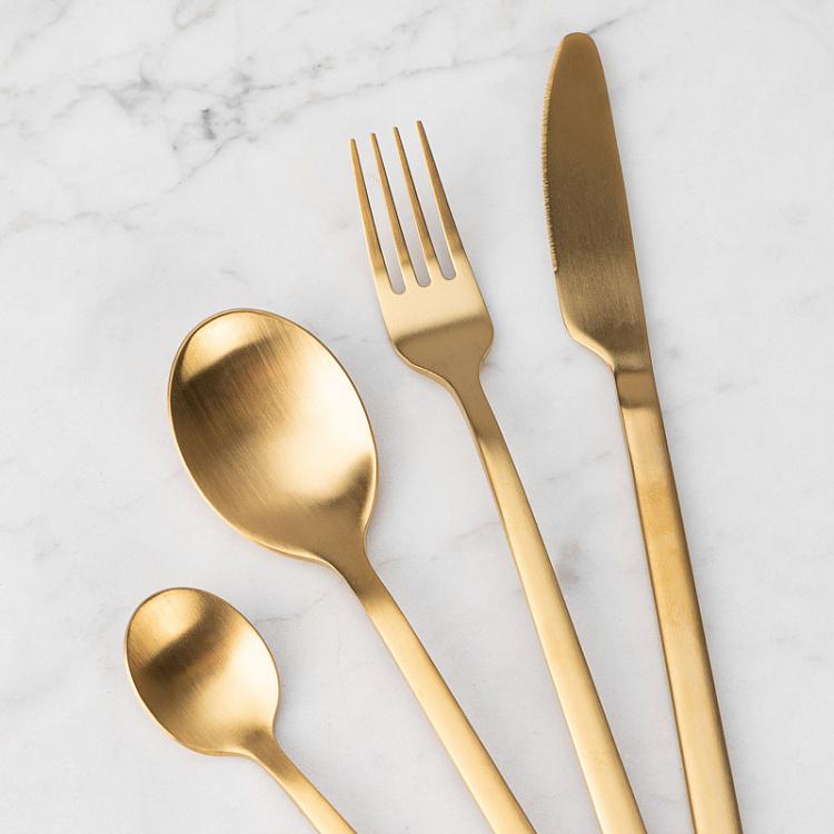 Набор из четырёх столовых приборов золотого цвета Set Of 4 Golden Cutlery