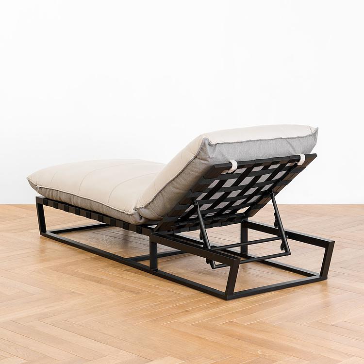 Садовый шезлонг-лежак Reef Lounger, Black акриловая ткань Light Stone - ракурс 5