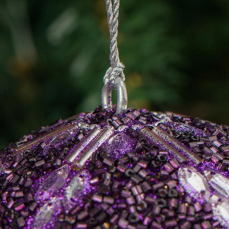 Фиолетовый ёлочный шар со снежинкой Snowflake Ball Purple 9 cm