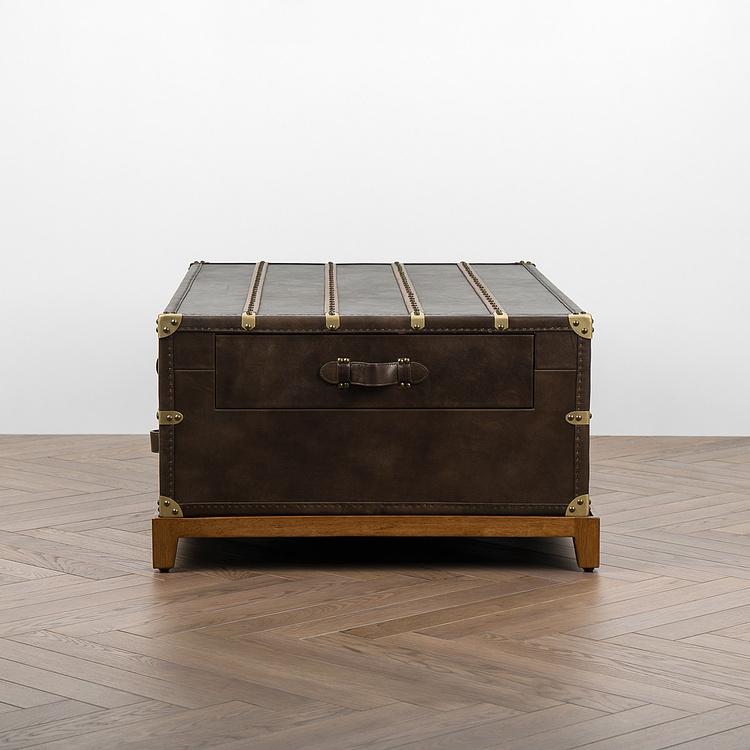 Журнальный стол-сундук Piligrim Coffee Table, Light Wood RM натуральная кожа Antique Master - ракурс 4