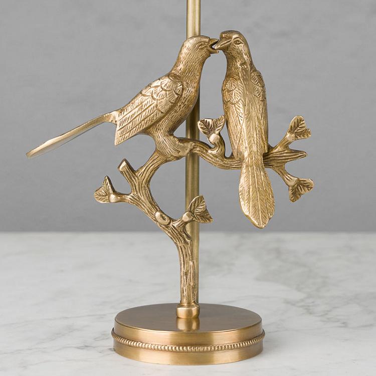 Настольная лампа с льняным серым абажуром Две птицы Table Lamp With Gray Shade Two Birds