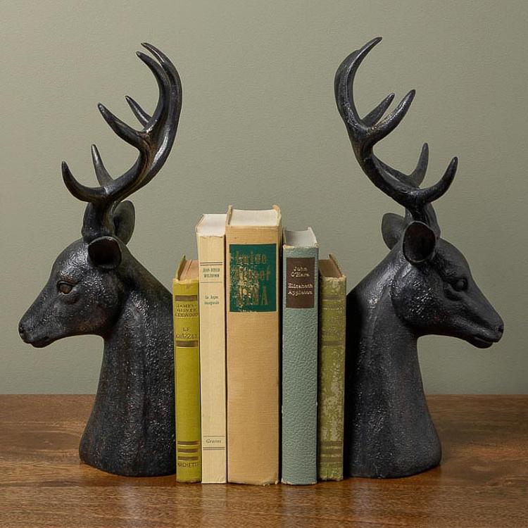 Набор из двух держателей для книг Олени  Bookend Deer Heads Big Antlers
