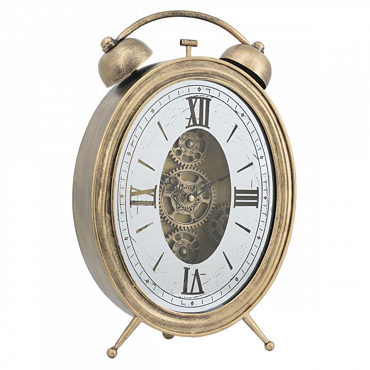 Настольные золотистые часы Честер с шестерёнками Chester Antique Gold Table Clock With Gears