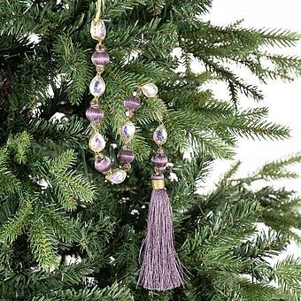 Long Tassel With Large Rhinestones Purple 49 cm