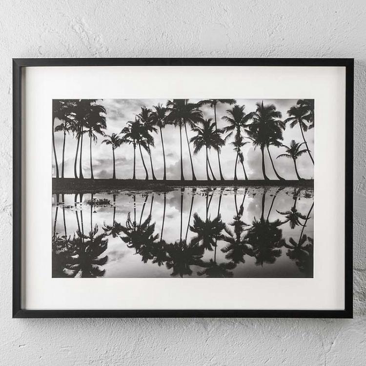 Фото-принт в чёрной раме Отражение пальм Palm Reflection, Black Box Frame