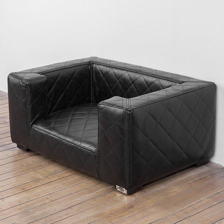 Чёрный диван для собак/кошек Эдоардо с прострочкой Бентли, S Edoardo Sofa Small, Faux Leather Black