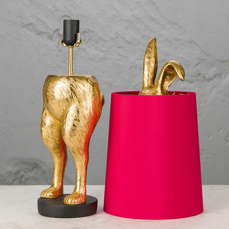 Настольная лампа Робкий кролик с розовым абажуром, M Table Lamp Hiding Bunny Gold Pink