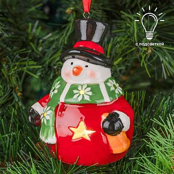Ёлочная игрушка с подсветкой Christmas Snowman With Lights 11 cm