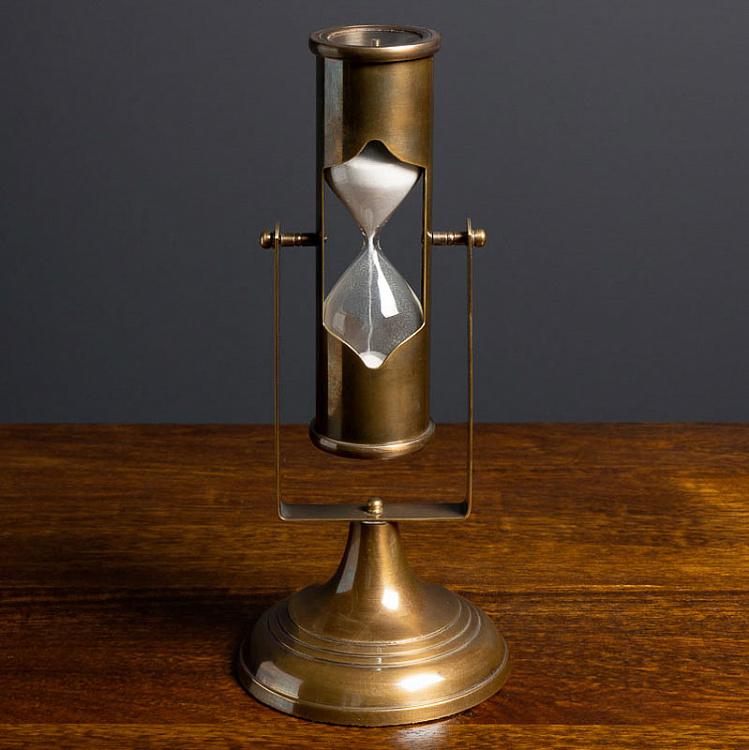 Песочные часы с компасом на подставке Sand Timer And Compass Brass Patina