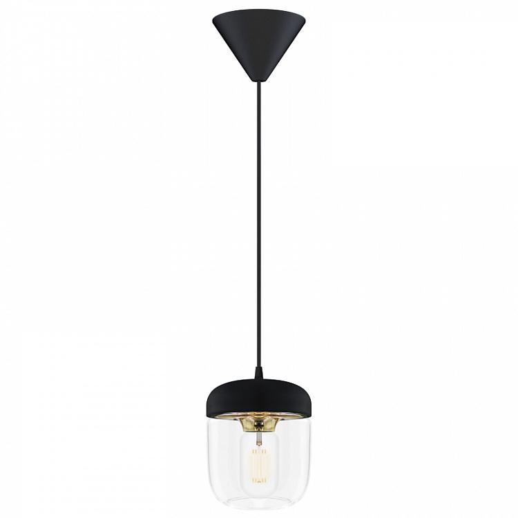 Чёрно-латунный подвесной светильник Жёлудь на чёрном проводе Acorn Black Brass Hanging Lamp With Black Cord