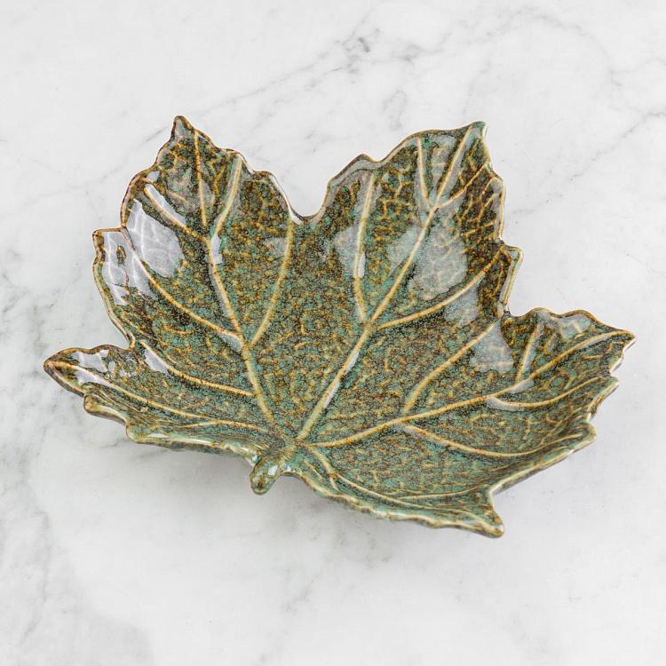 Керамическое блюдо Зелёный лист Ceramic Green Leaf Dish