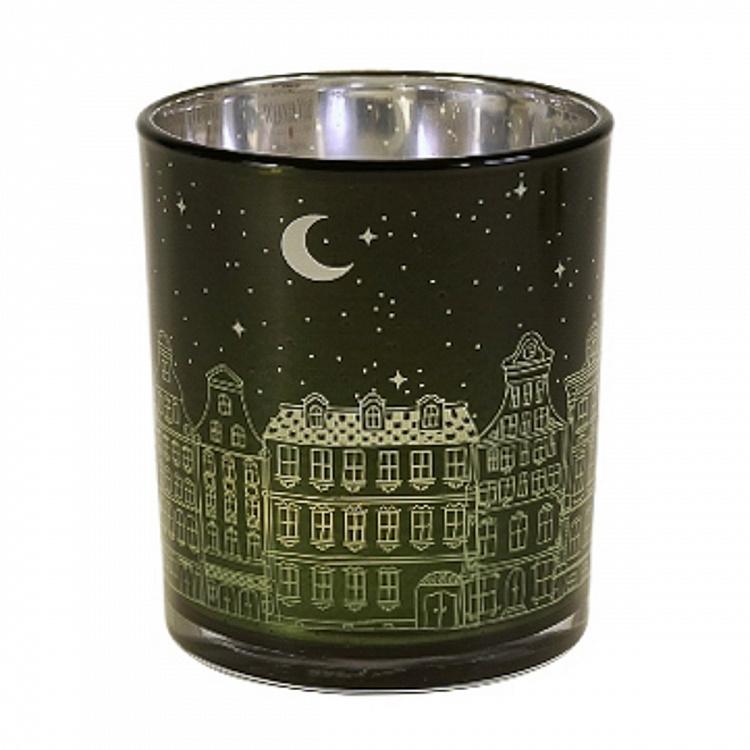 Подсвечник Ночной город Houses Candle Holder Green